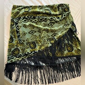 Velvet Fringe Wrap-like skirt